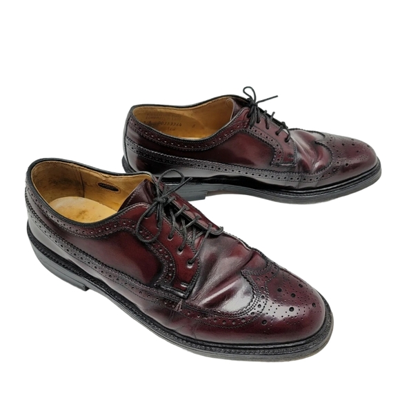 Vintage Hanover LB Sheppard Signatures 2313 Wingtips Burgundy Leather 9 D/B USA - Picture 2 of 12